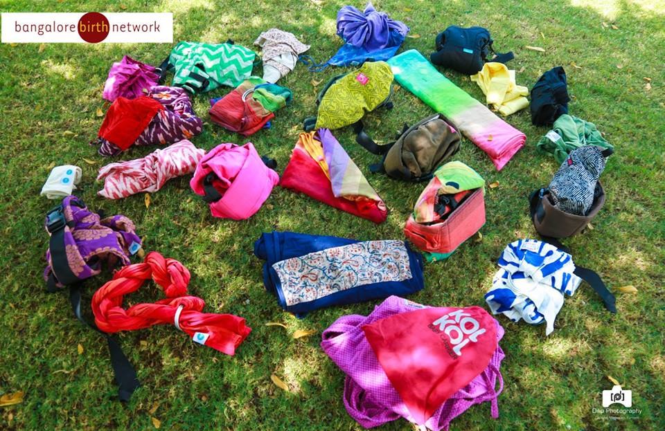 Baby carriers and slings from the Bangalore Birth Network sling library